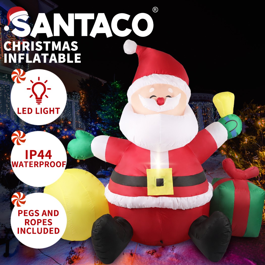 Santaco Inflatable Christmas Santa Lighted 1.8m LED Waterproof Outdoor