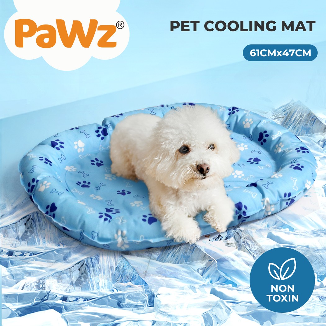 Pawz Dog Cat Cooling Mat Gel Non-Toxic Self-Cool Summer Ice Pad Blue S