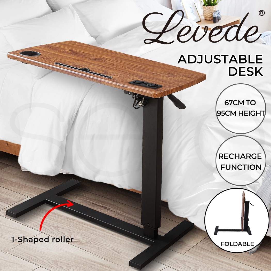 Levede Mobile Foldable Standing Desk Gas Lift Adjustable Height Computer Table