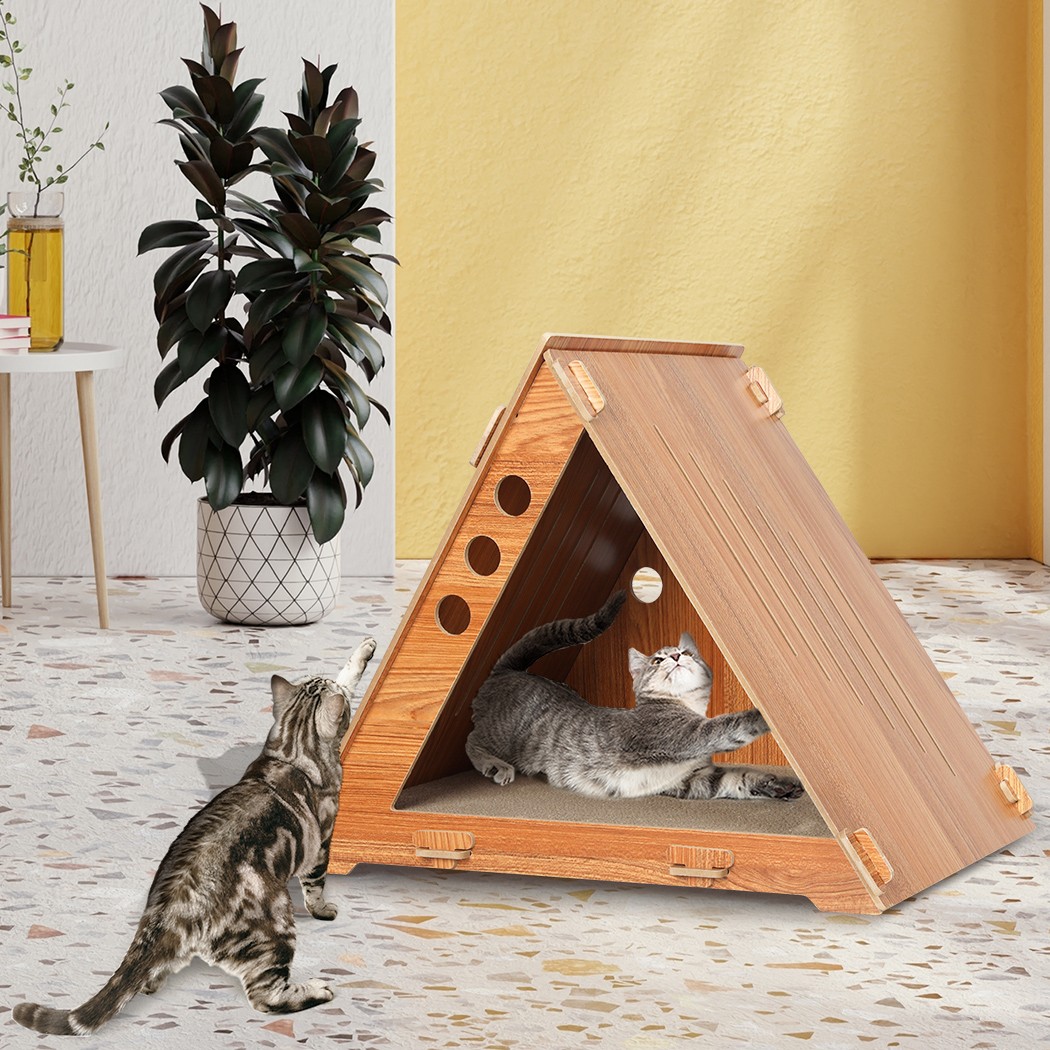 Pawz Cat Scratcher Corrugated Cardboard Scratch Bed Condo House Small Kitten