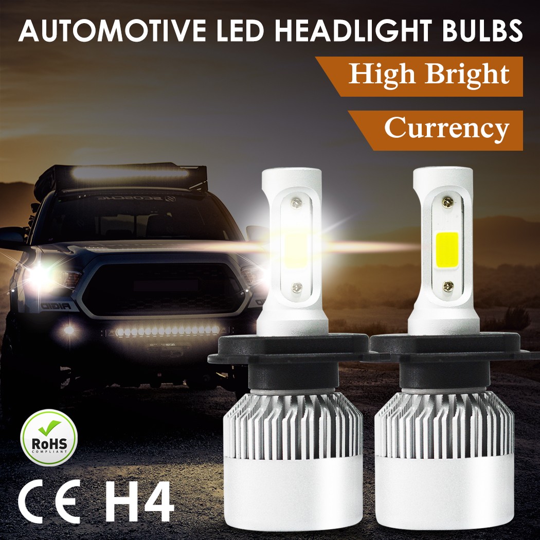 Traderight LED Headlight Bulb H4 HB2 6500K White 72W 9000Lm 32V Aluminum