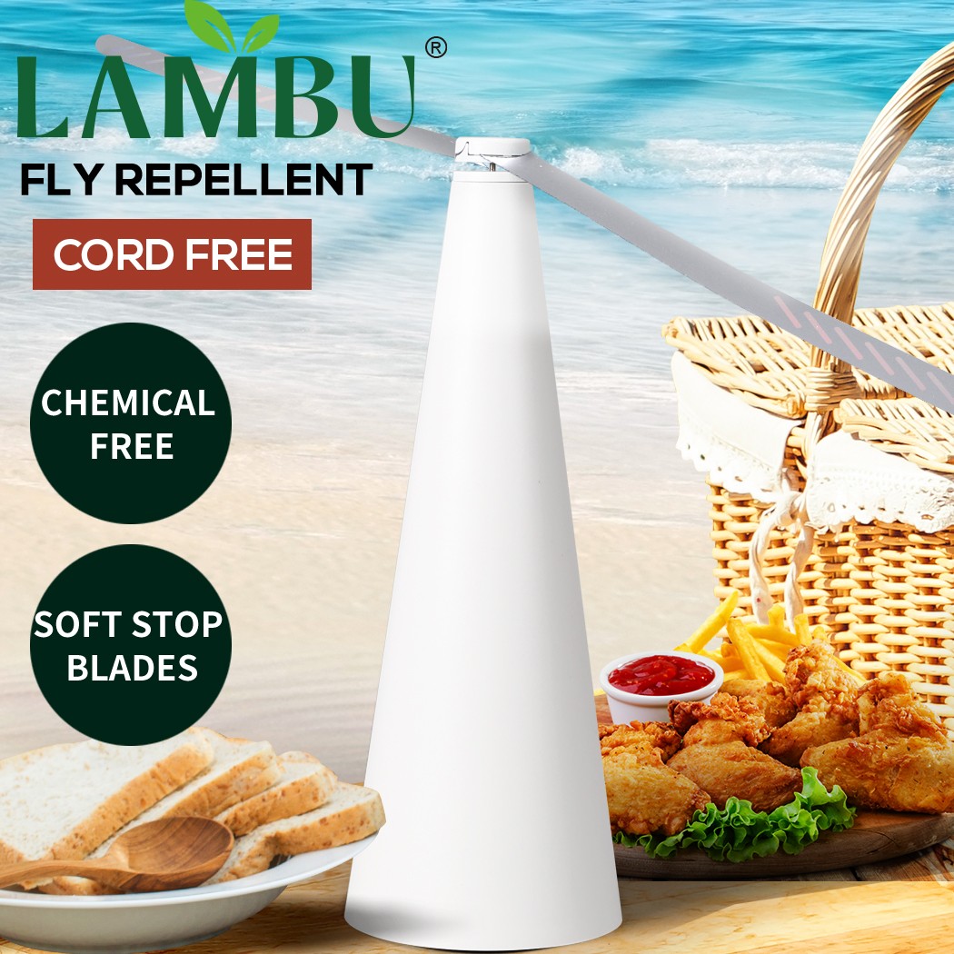 Lambu Fly Repellent Fan Chemical Free Indoor Outdoor Home White ABS Plastic