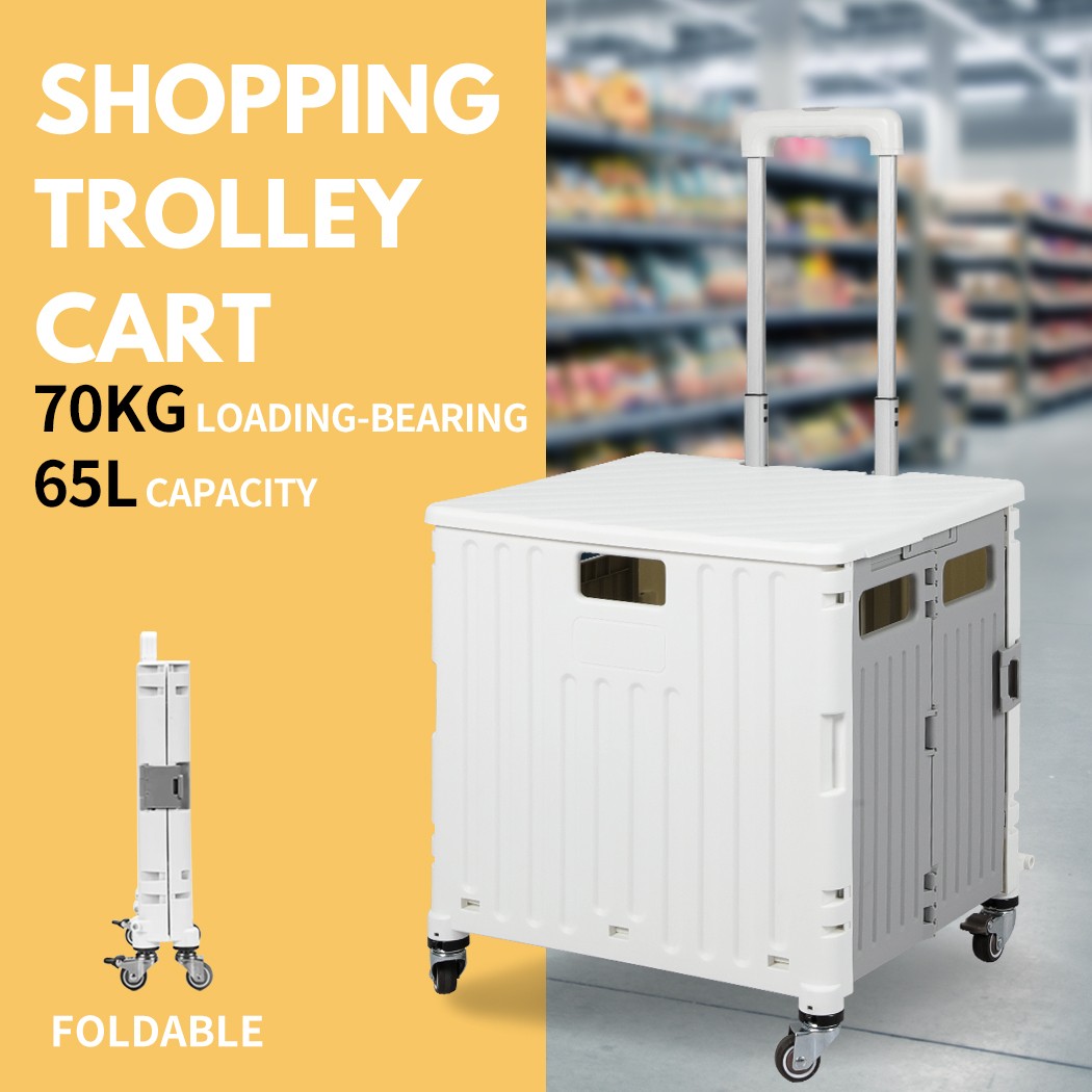 Traderight Folding Shopping Trolley Portable Rolling Heavy-Duty Aluminium