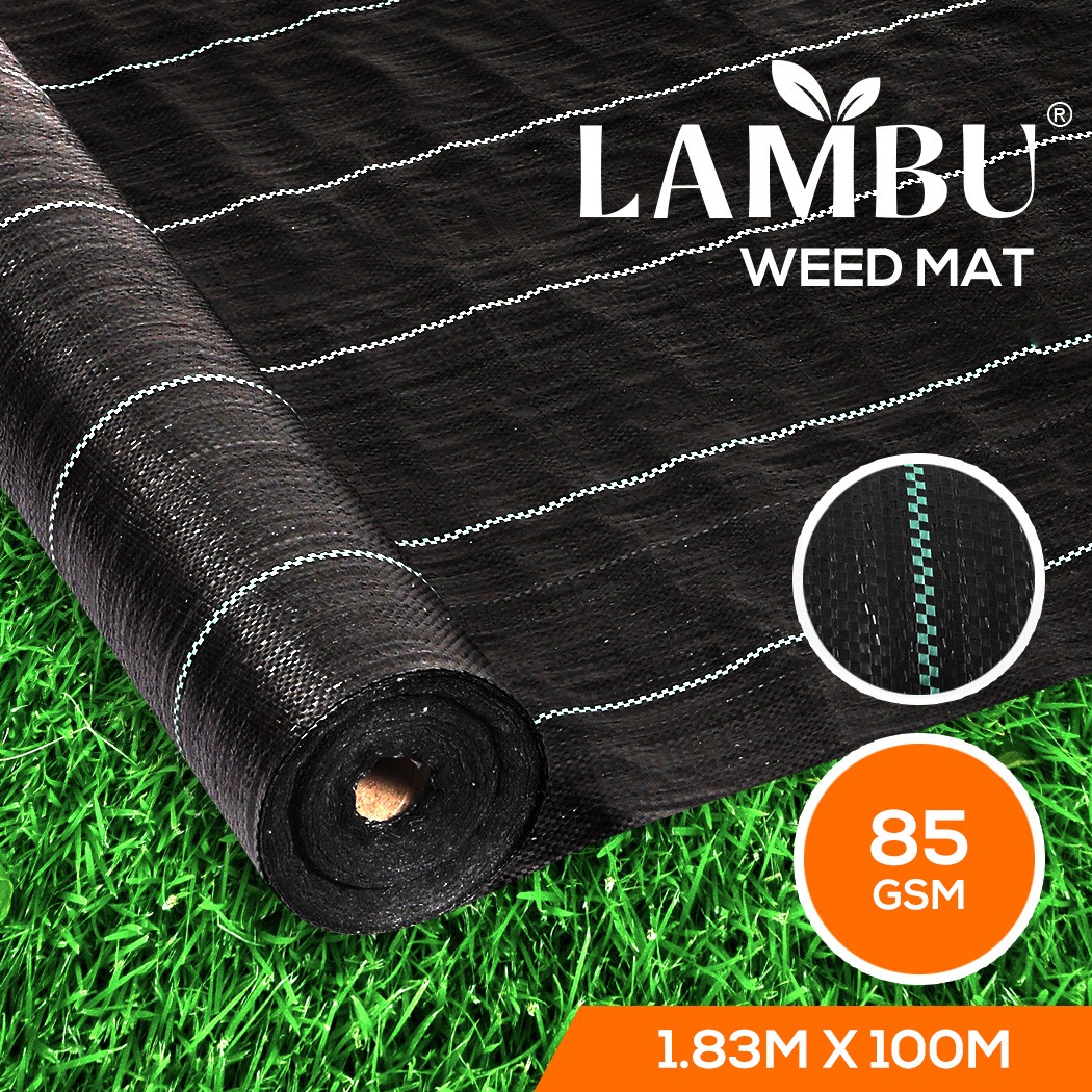 Lambu Weed Mat 1.83mx100m Black Polypropylene UV-resistant Woven Fabric
