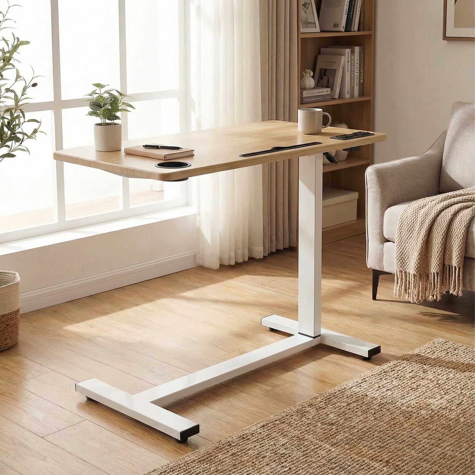 Levede Height Adjustable Standing Desk Computer Laptop Side Table USB 80cm