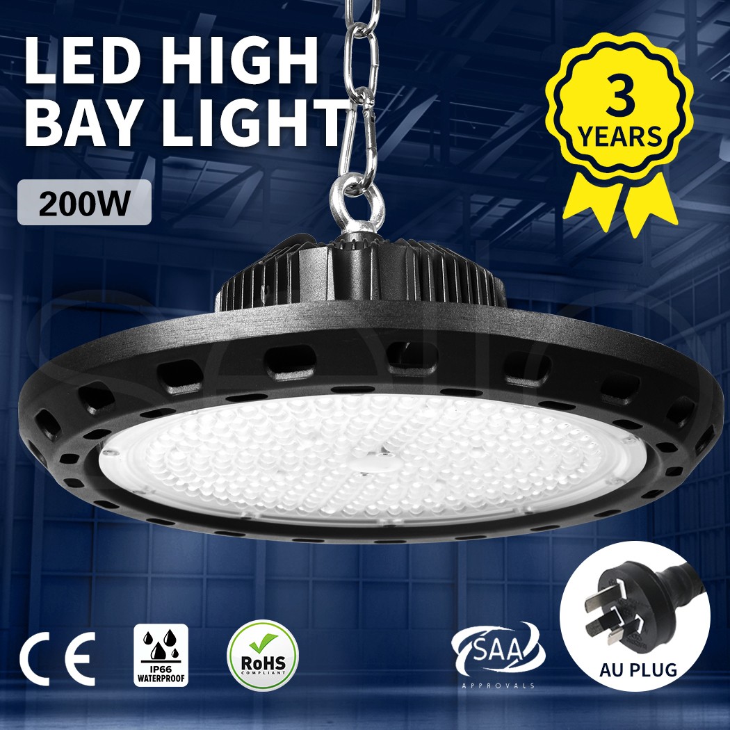 Emitto UFO 200W LED High Bay Light Black Aluminium Workshop Warehouse