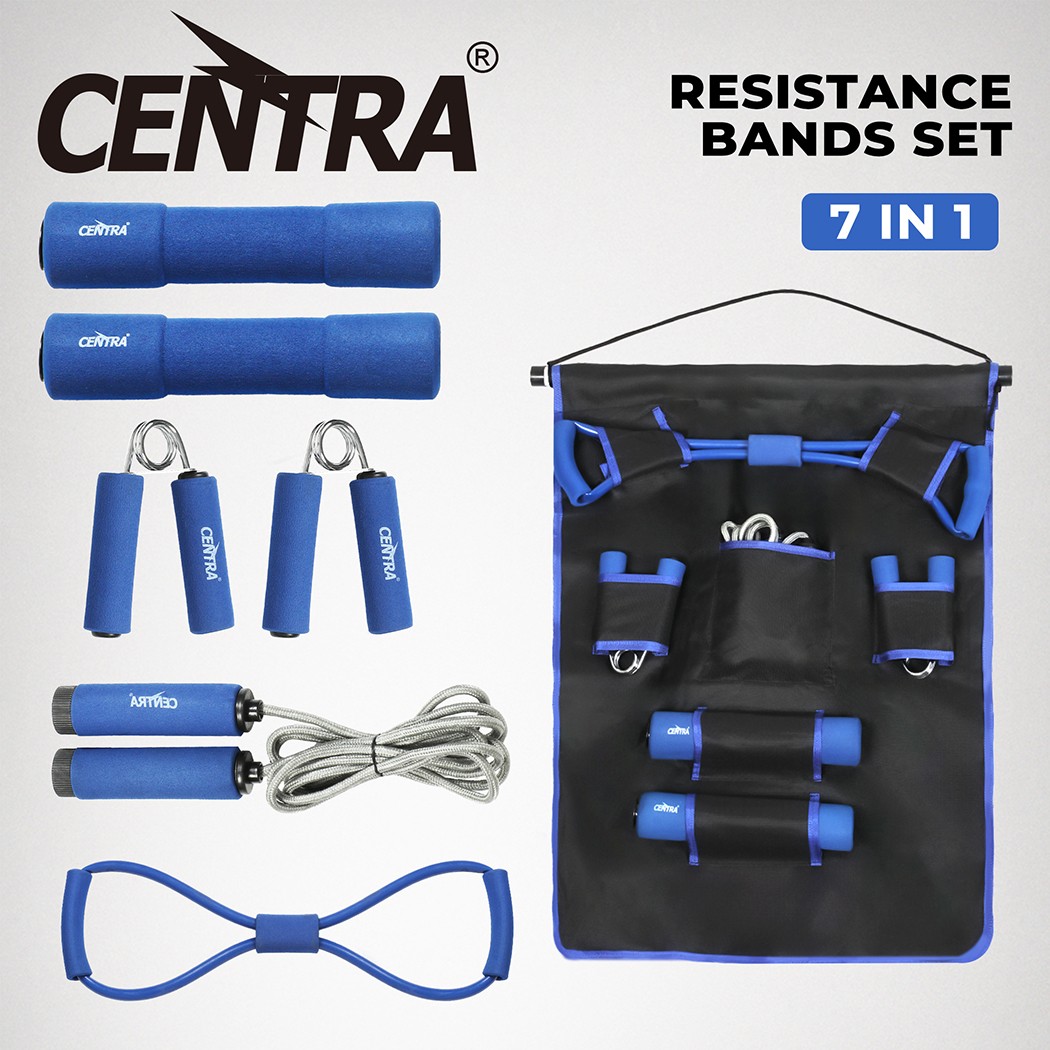 Centra Resistance Bands Set Dumbbell Jumping Rope Hand Grip Strengthener Blue