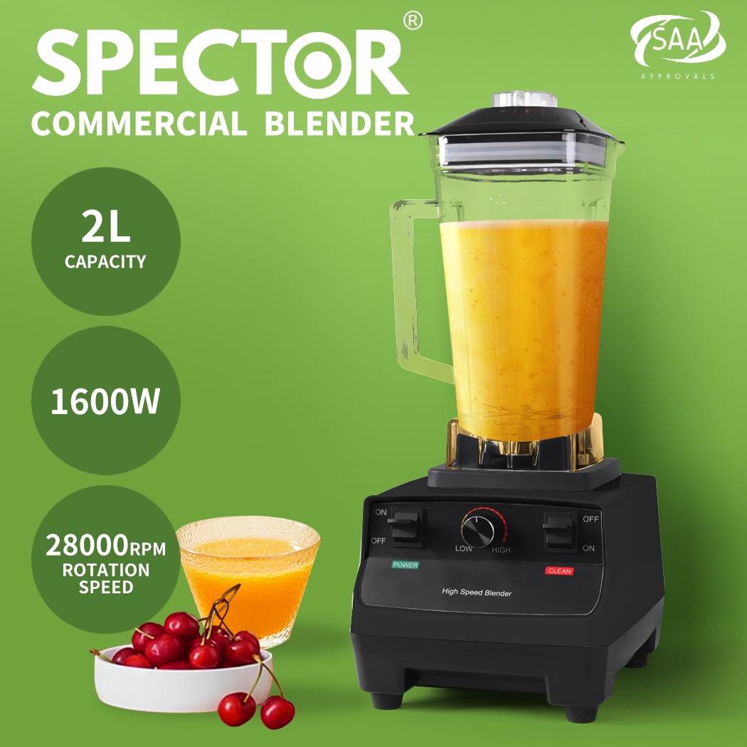 Spector Commercial Blender 2L 1600W Smoothie Mixer Juicer 6 Blade Ice Crush