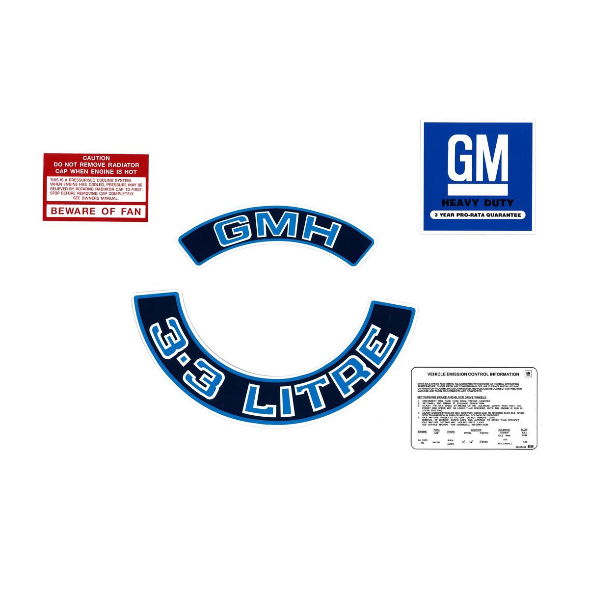 RSP Engine Decal Kit (Blue) Holden WB Commodore VB-VH 3.3 Litre - ED1032 Auto
