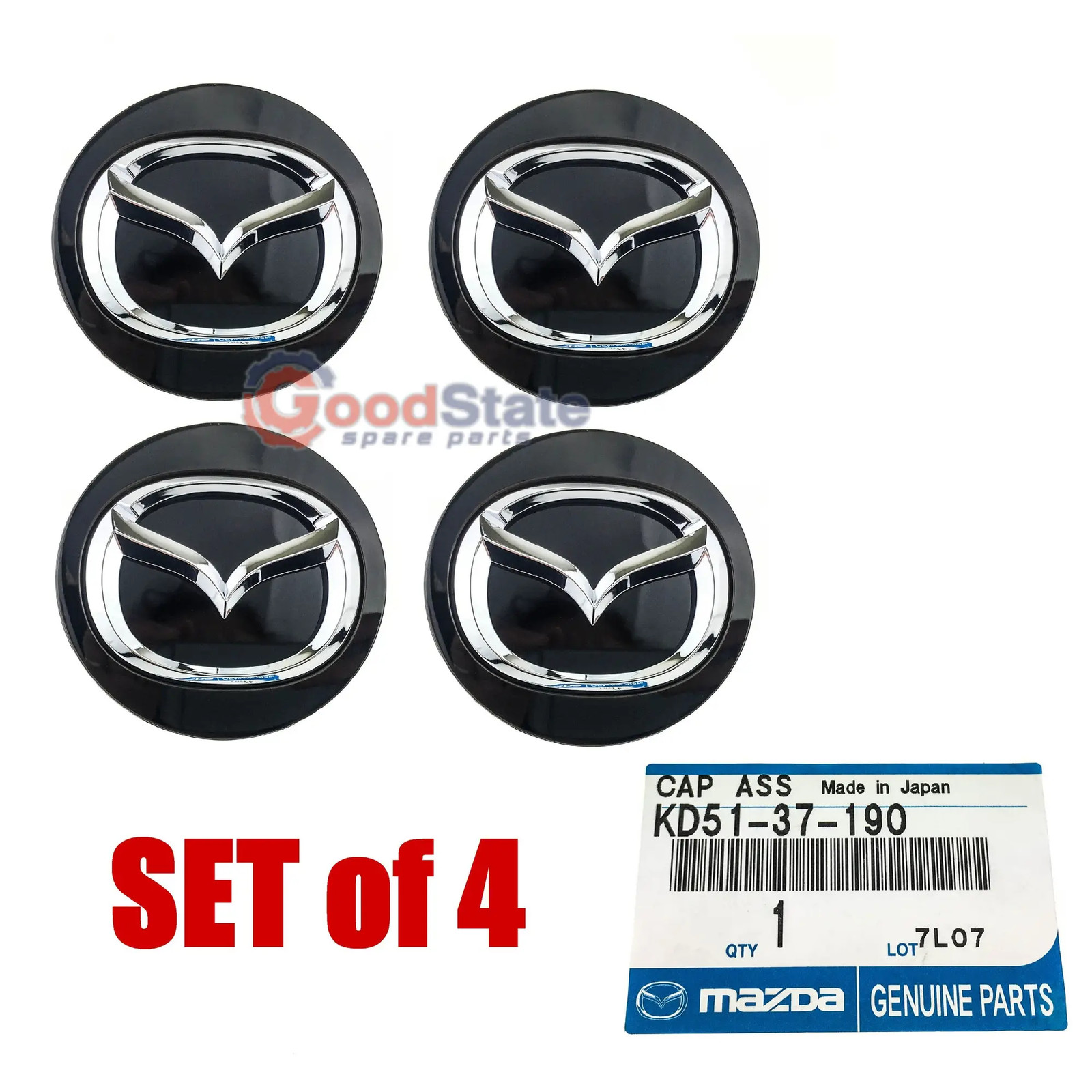 GENUINE Mazda Black Alloy Wheel Centre Rim Hub Cap x4 KD5137190 GS661