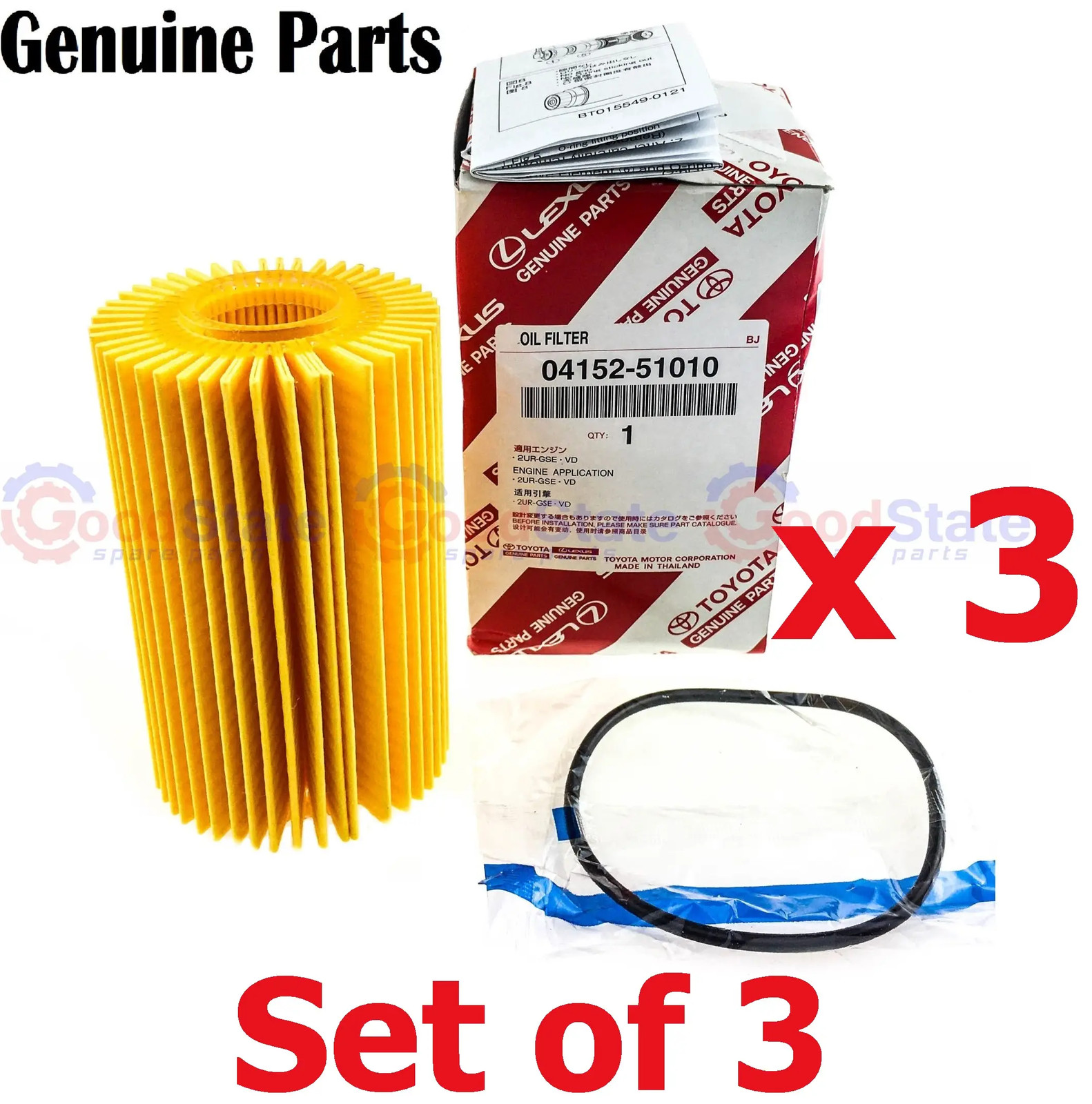 Genuine Toyota LandCruiser VDJ78 VDJ76 1VD 4.5 Diesel V8 Filter x3 04152-51010