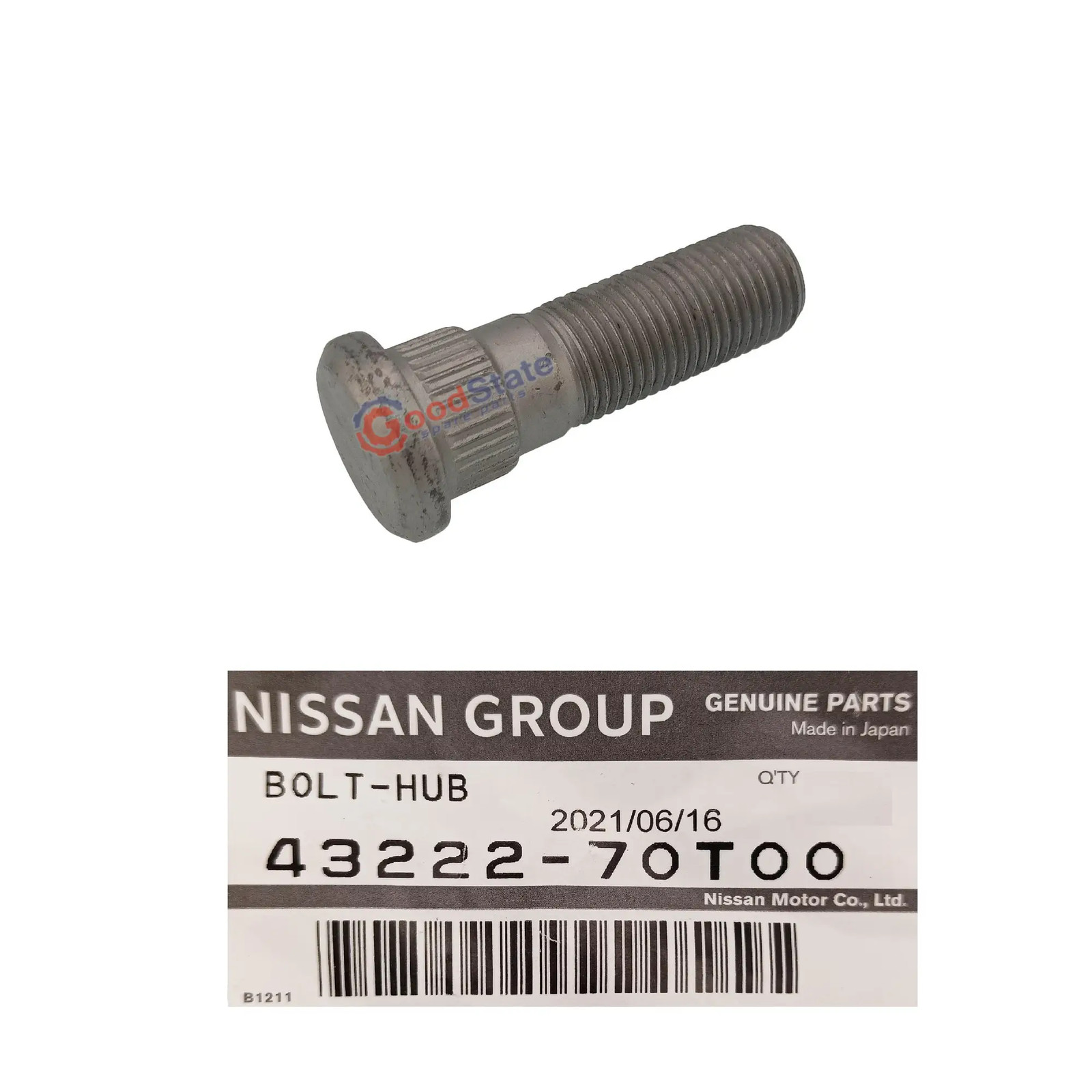 GENUINE Nissan Front Wheel Stud Bolt 43222-70T00 Pulsar B17 C12 N15 N16 Z11 Z12