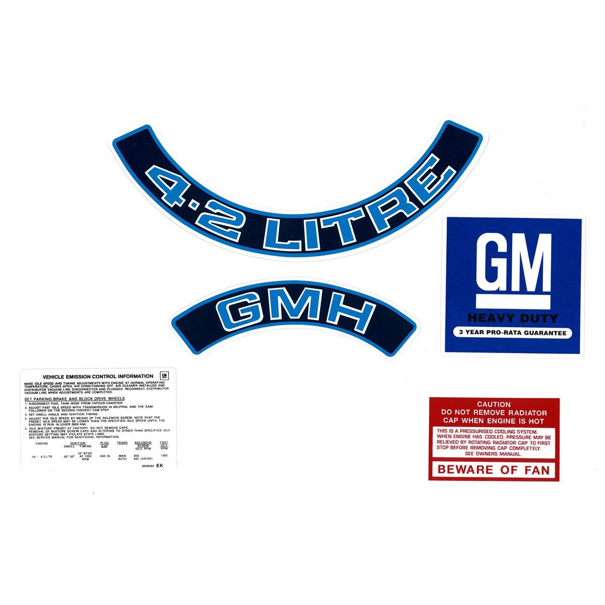 RSP Engine Decal Kit (Blue) Holden HZ WB Commodore VB 4.2 Litre - ED1029 Auto
