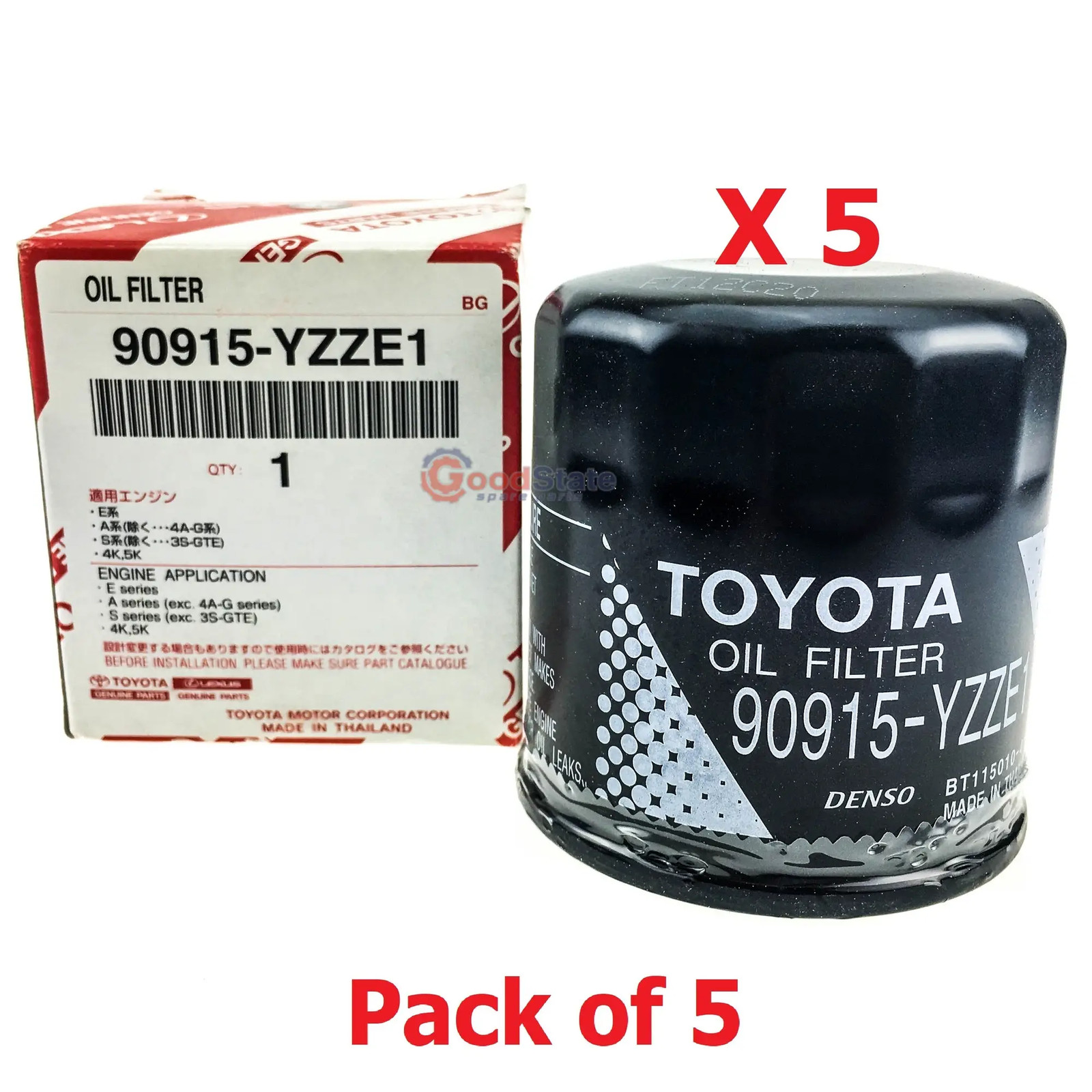 Genuine Toyota Yaris GRMN NSP131 2Z Oil Filter Pack x5 Ref Z386 GS3618