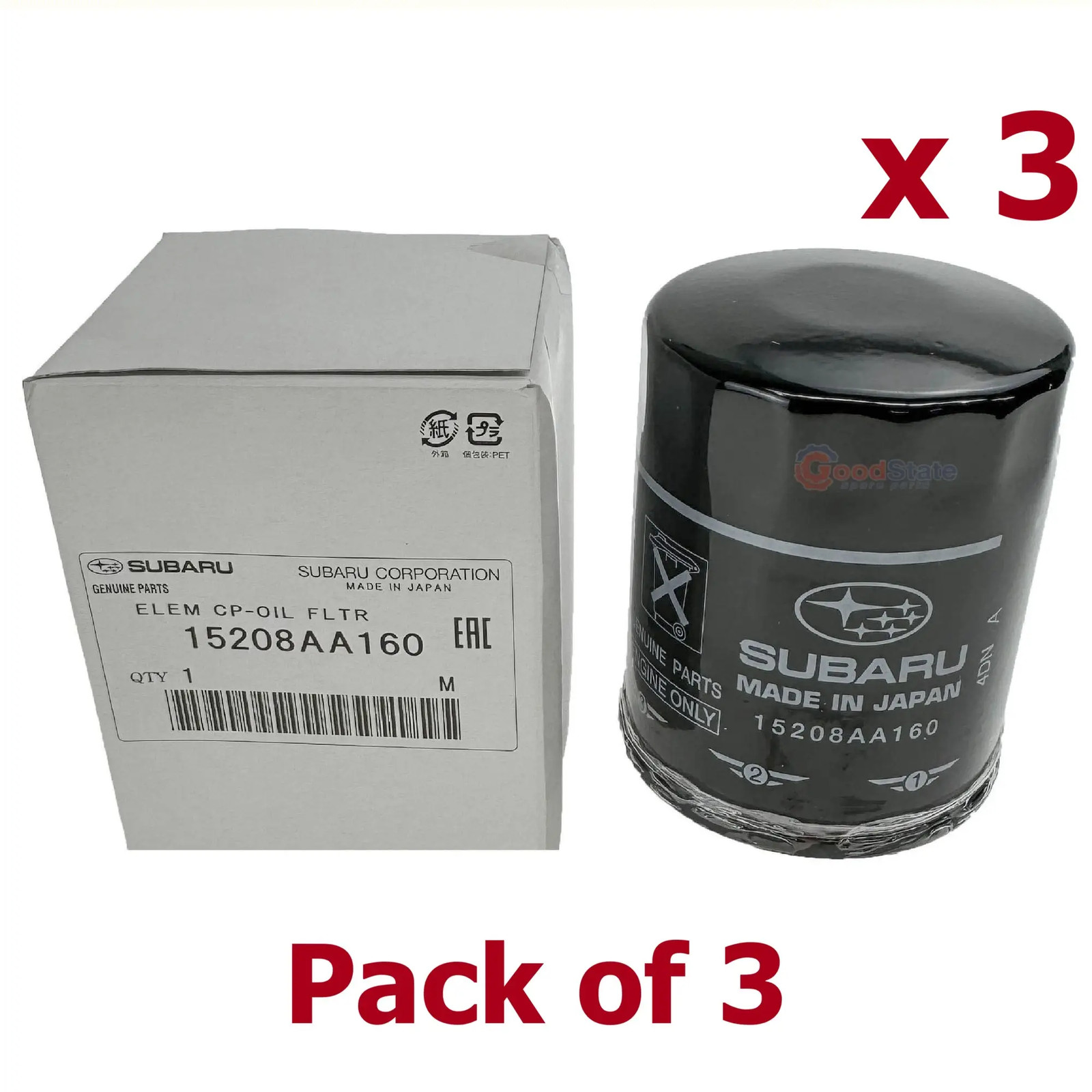 GENUINE Subaru Oil Filter 15208-AA160 Pack of 3 FORESTER IMPREZA LIBERTY XV