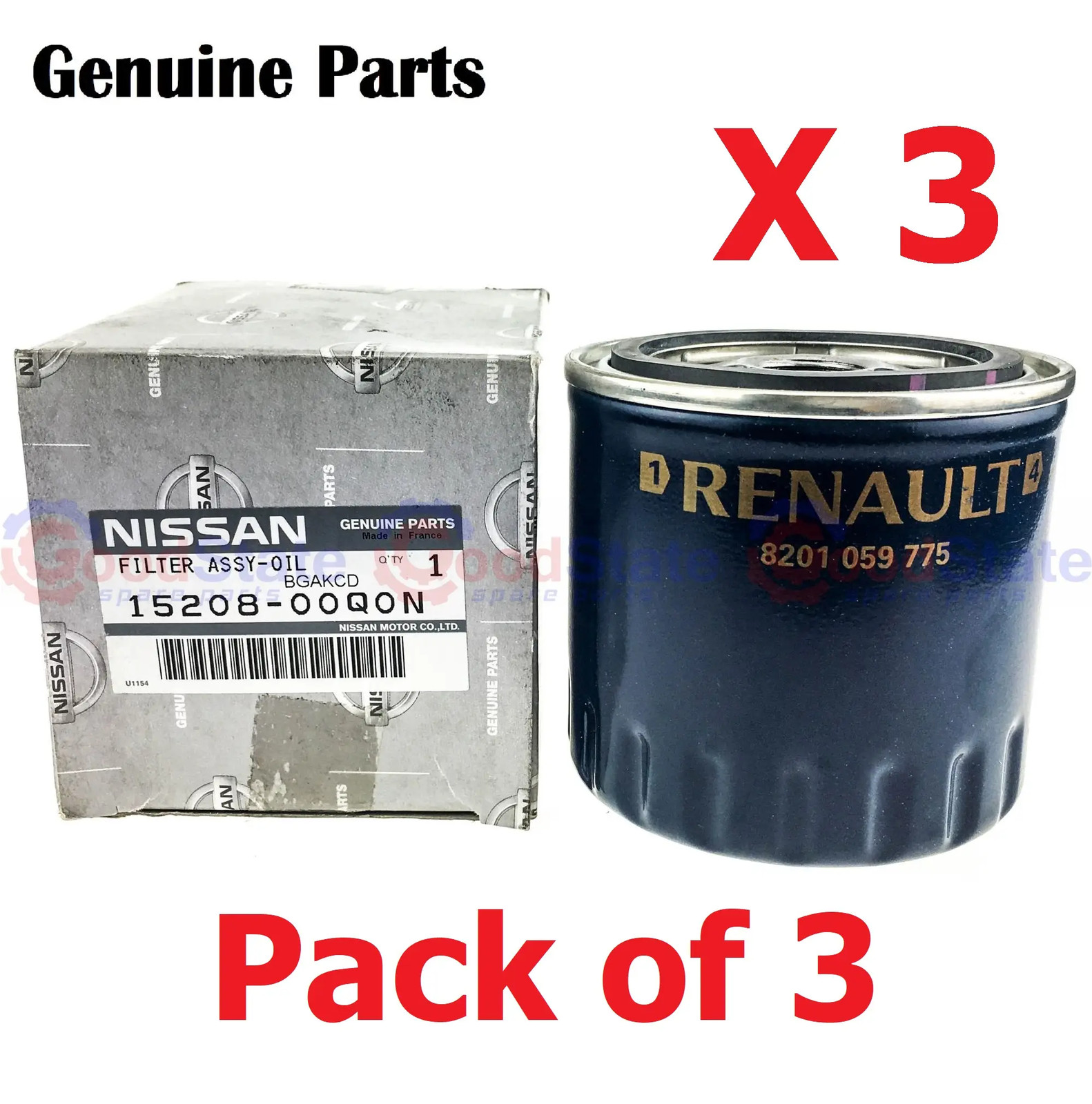 GENUINE Nissan Navara D40M V9X Oil Filter Kit Pack Of 3 1520800Q0N GS515