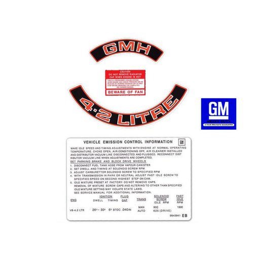 RSP Engine Decal Kit (Red) Holden HX HZ Commodore VB 4.2 Litre - ED1023 Auto