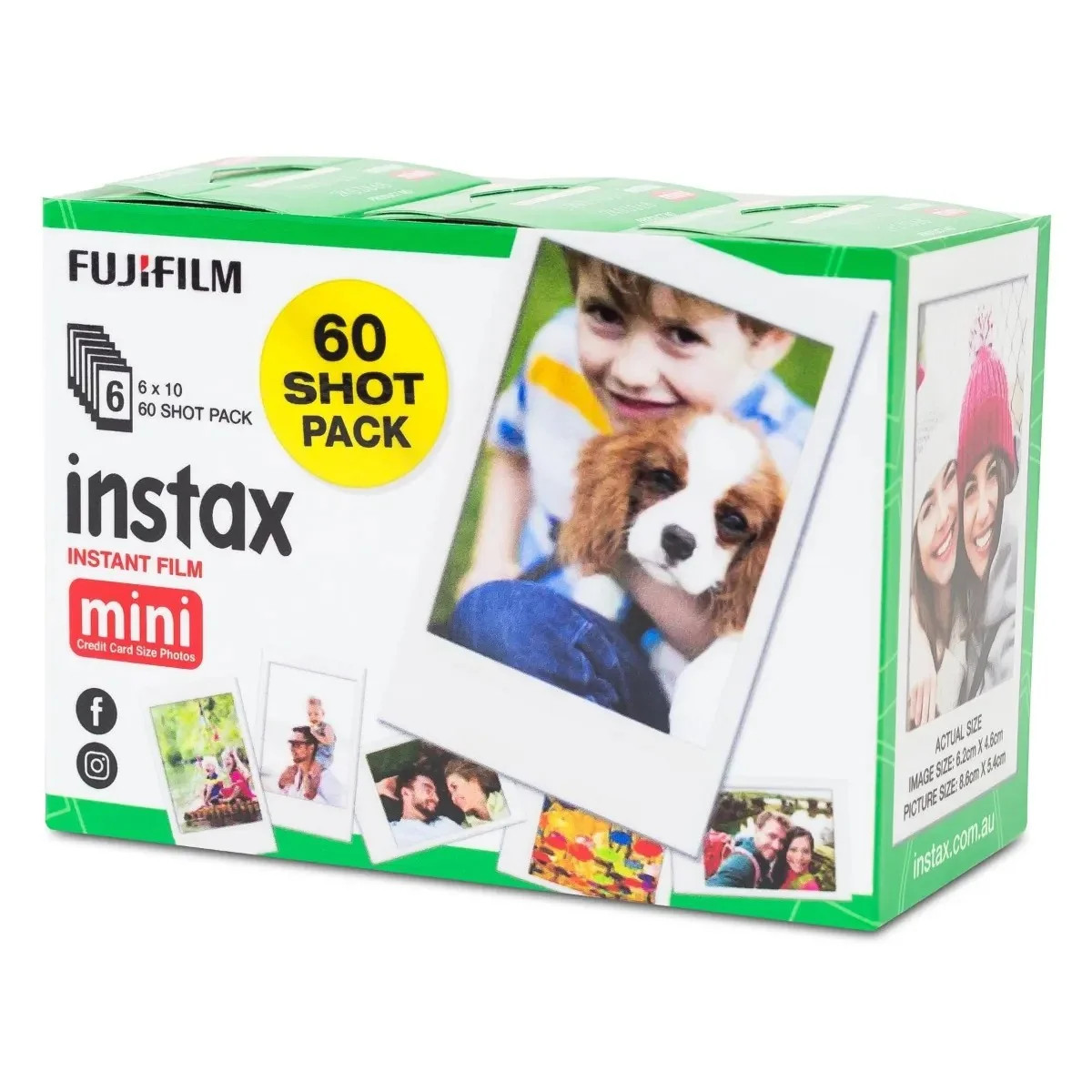 FUJIFILM INSTAX Mini Instant Film 60 Pack White Frame 800 ISO 87305
