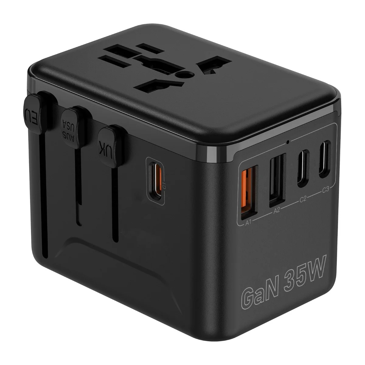 Universal Travel Adapter 35W GaN 5-Port USB Type-C Charging Black A01-35W