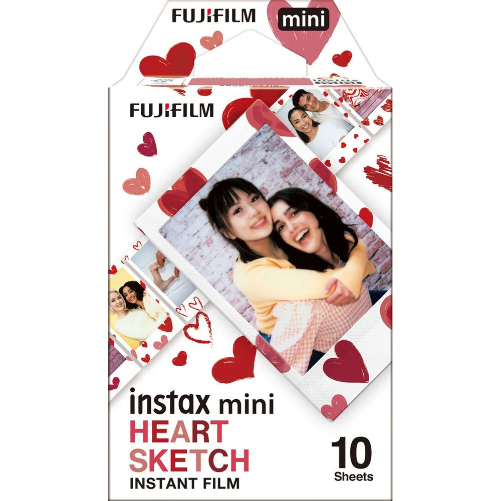 FUJIFILM INSTAX Mini Heart Sketch Instant Colour Film-10 Pack 800 ISO 85423