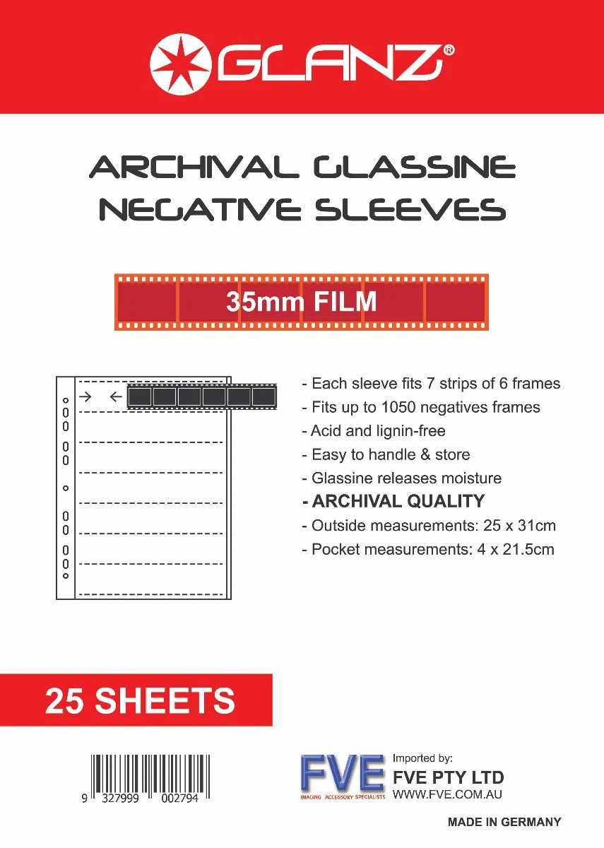 Glanz 35mm Glassine Negative Sheets-25pk Filing Photo Album Refill GNS35 Black