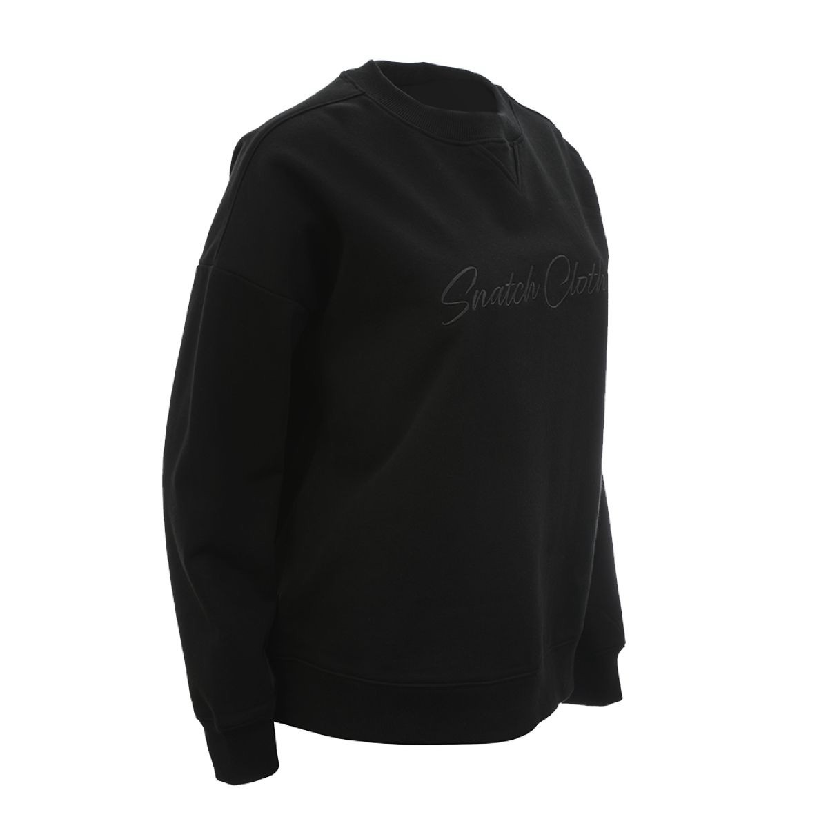 Snatch Script Embroidered Crew Long Sleeve Black - Womens 22 - SF2001BK22 Auto