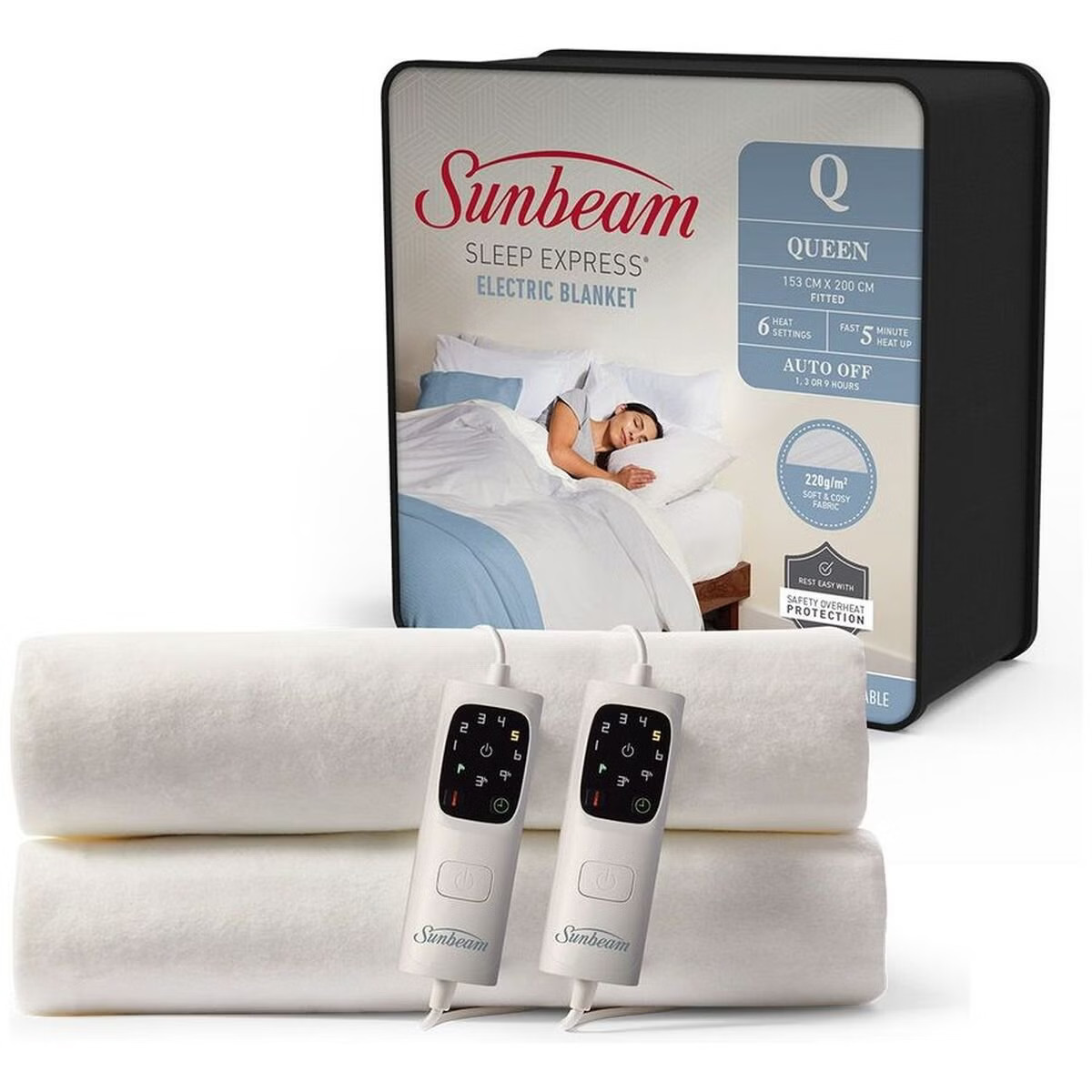 Sunbeam Sleep Express BLE4851 Queen Electric Blanket 220g/m2 Polyester Fabric