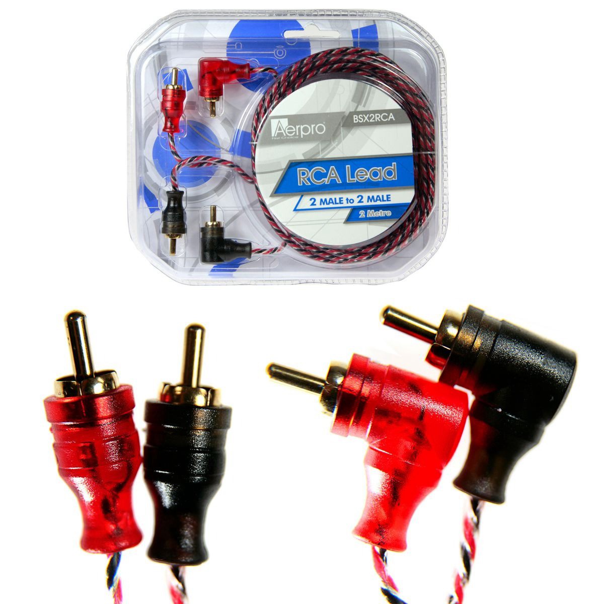 Aerpro RCA Lead 2 Male To 2 Male 2m - BSX2RCA Car Audio Auto Part