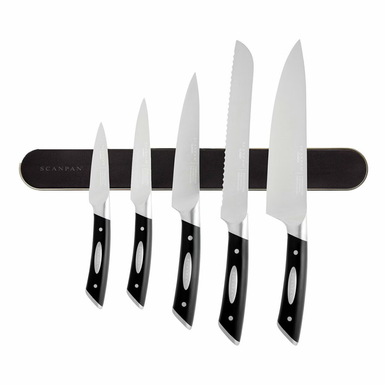 Scanpan Classic 6 Piece Magnetic Rack Knife Set 18169 Black 10 Years