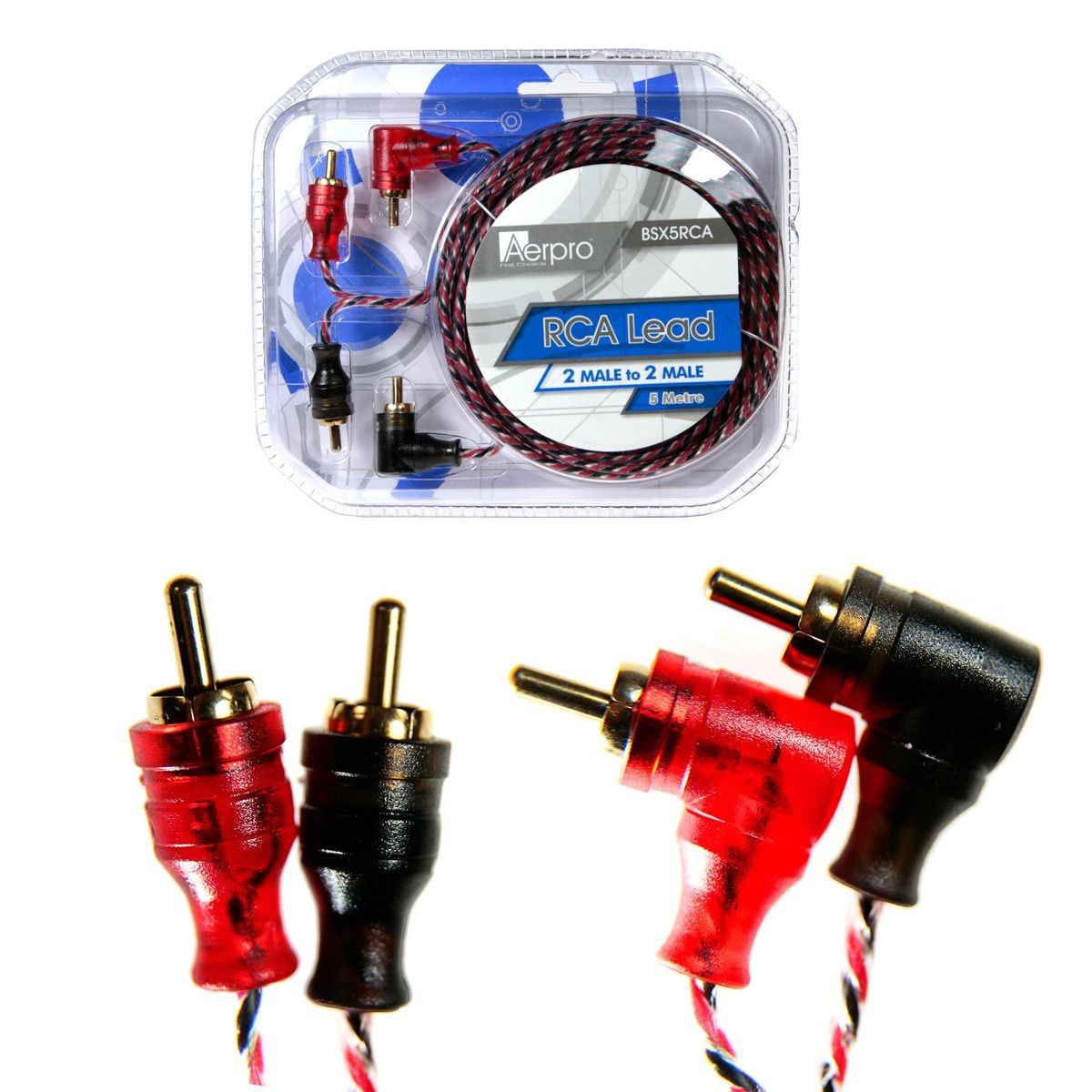Aerpro RCA Lead 2 Male To 2 Male 5M - BSX5RCA Car Audio Auto Part