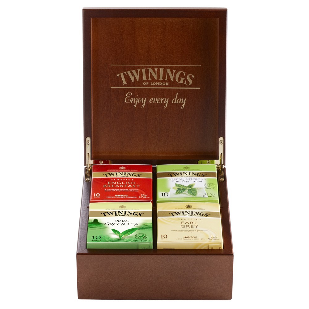 Twinings 4 Compartment Tea Chest Wood Gold 588500 22.00 Kg