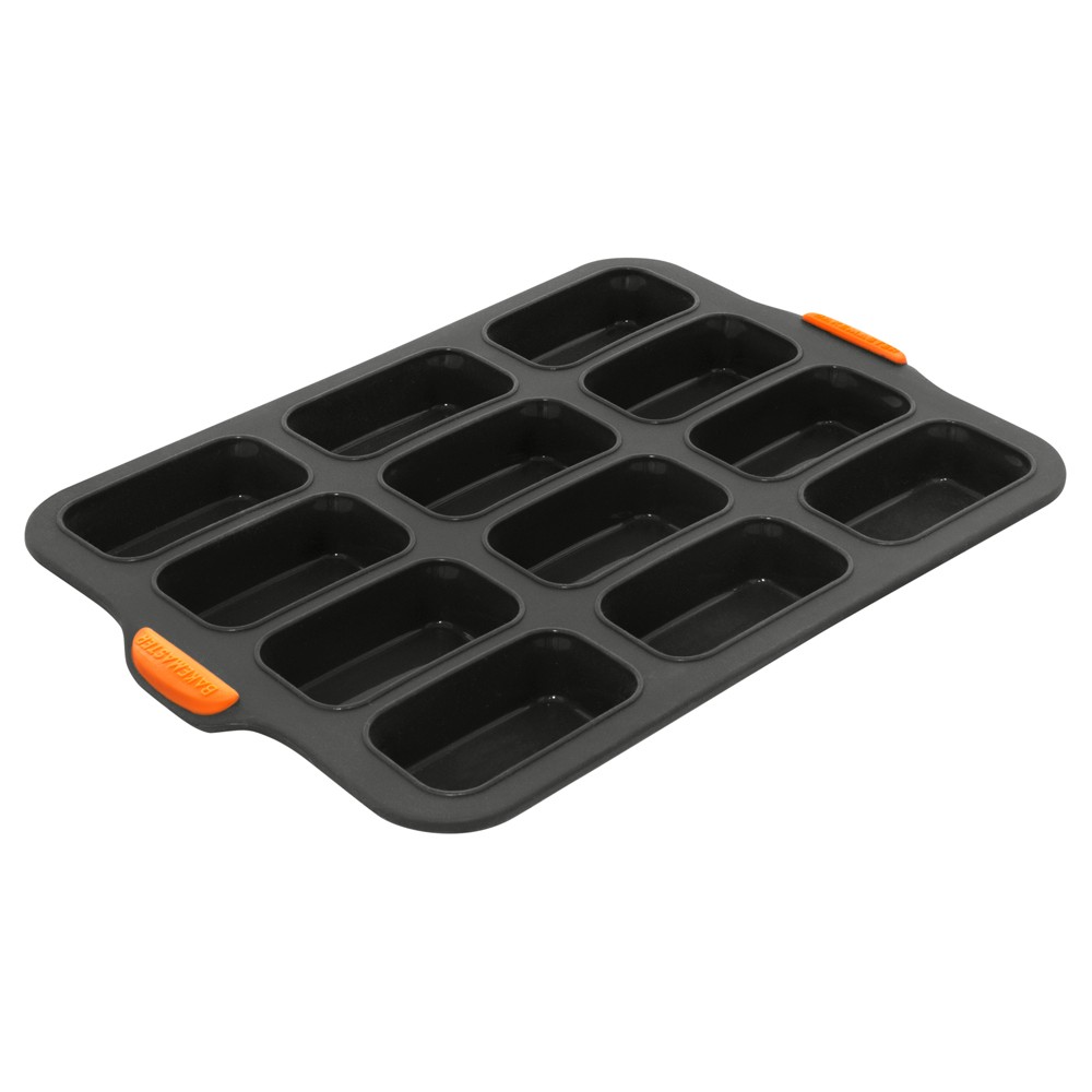 Bakemaster Silicone 12 Cup Mini Loaf Pan 35.5x24.5cm Carbon 588435 Bakeware