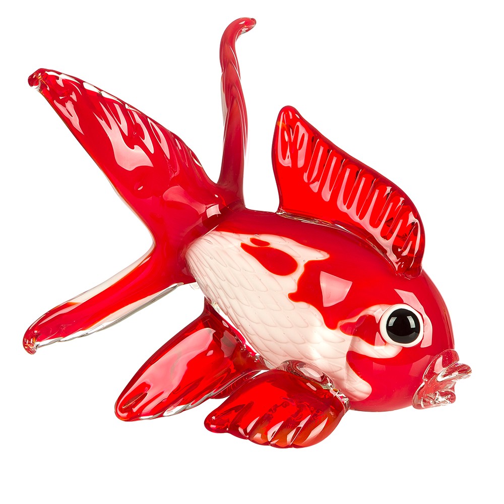 Zibo Fantail Fish Ornament Glass Red 439184 Decorative Pieces