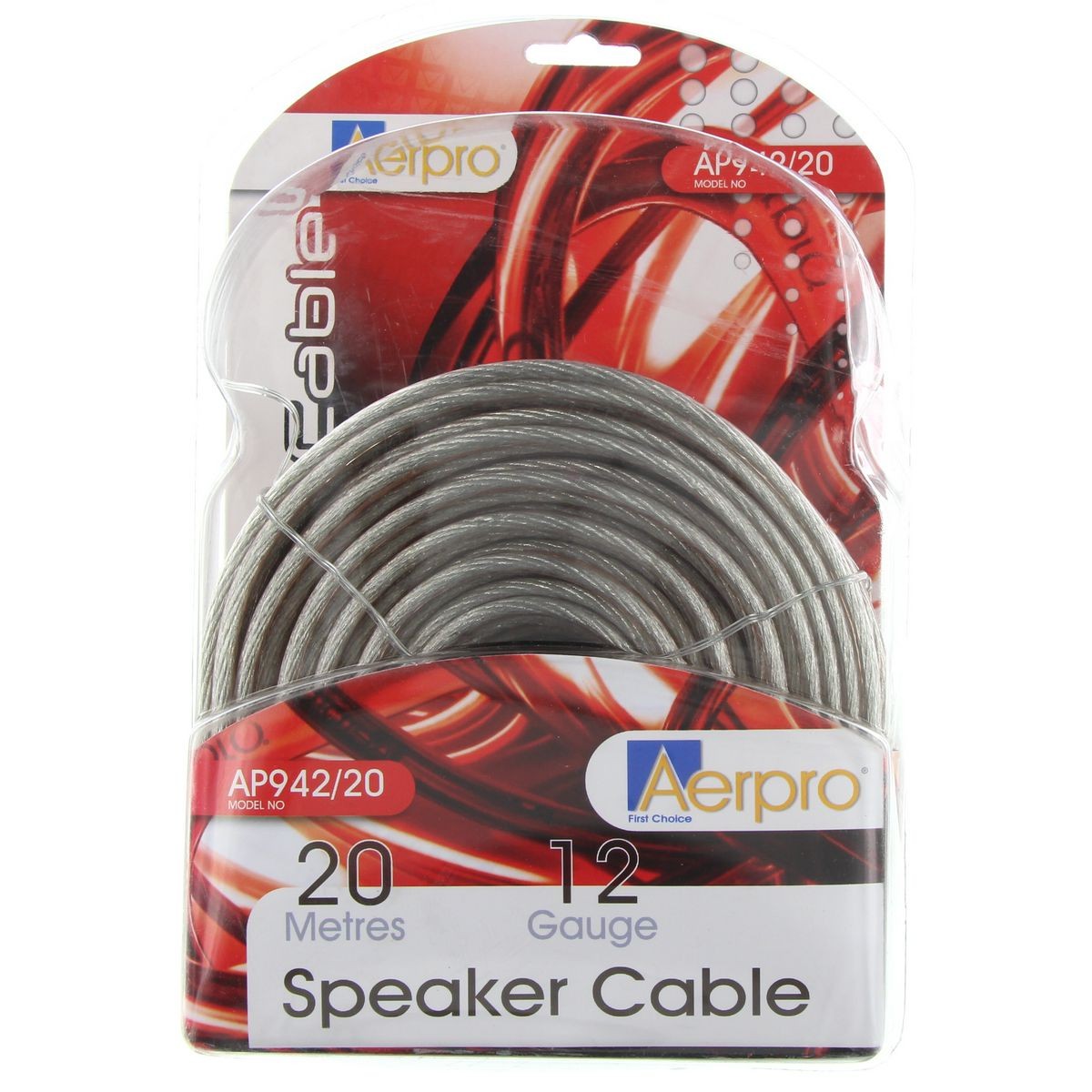 Aerpro Ultra Pure Oxygen Free Copper Speaker Cable 12AWG Clear 20m - AP942/20
