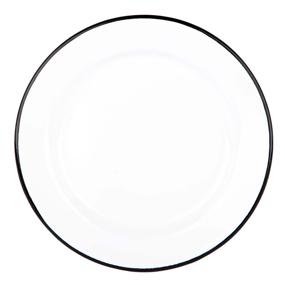 Falcon Enamel Side Plate White & Black 20cm 484246 Dinnerware Serveware