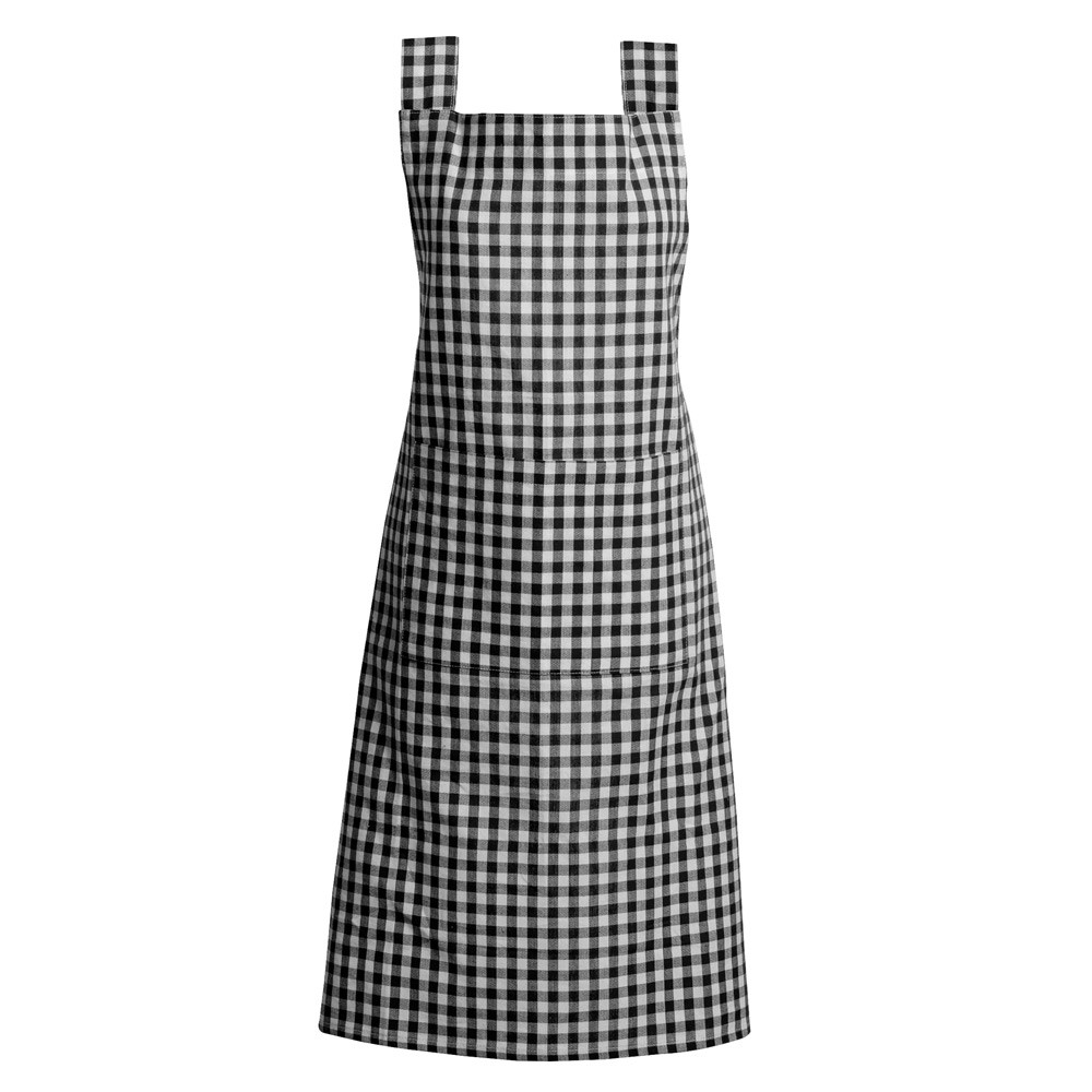 Rans Gingham Apron Black Linen 565640 Kitchen Textiles India