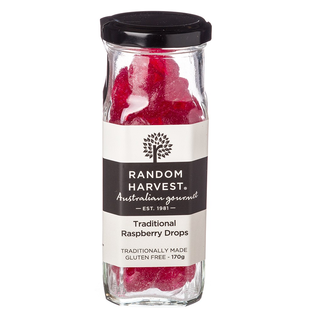 Random Harvest Traditional Raspberry Drops 170g Glass Food 494031