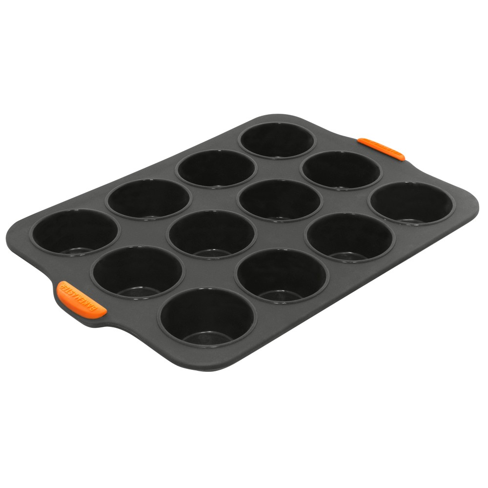 Bakemaster Silicone 12 Cup Muffin Pan 35.5x24.5cm Carbon 588432 Bakeware