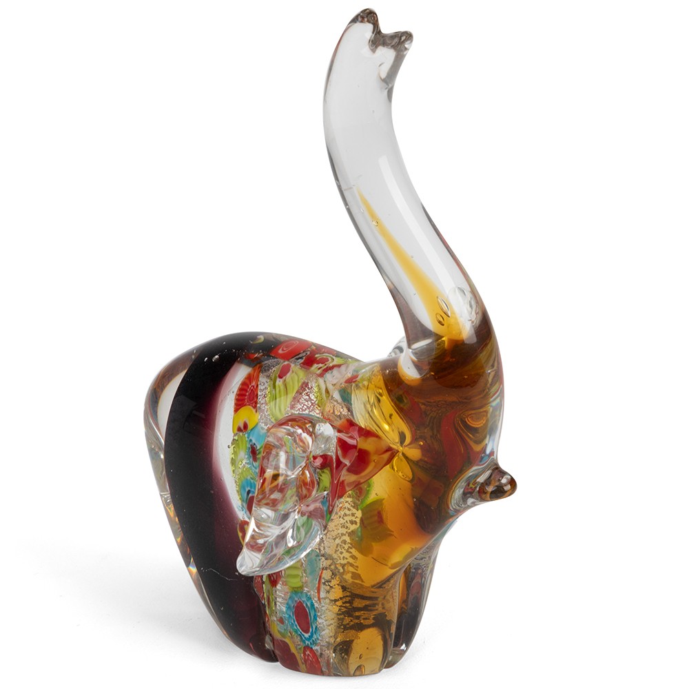 Zibo Coloured Glass Elephant Silver 458048 More Decorative Pieces