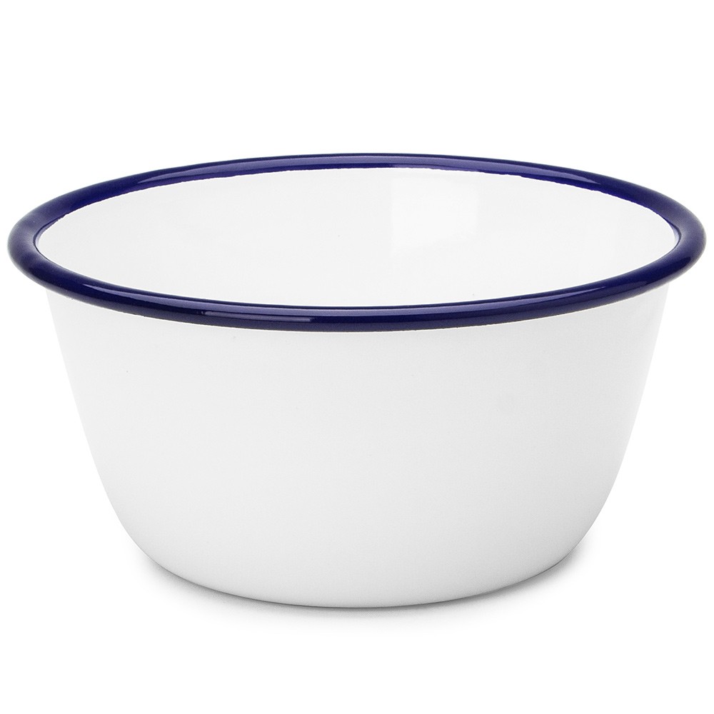Falcon Enamel Pudding Basin 14cm White & Blue 467108 Specialty Bakeware