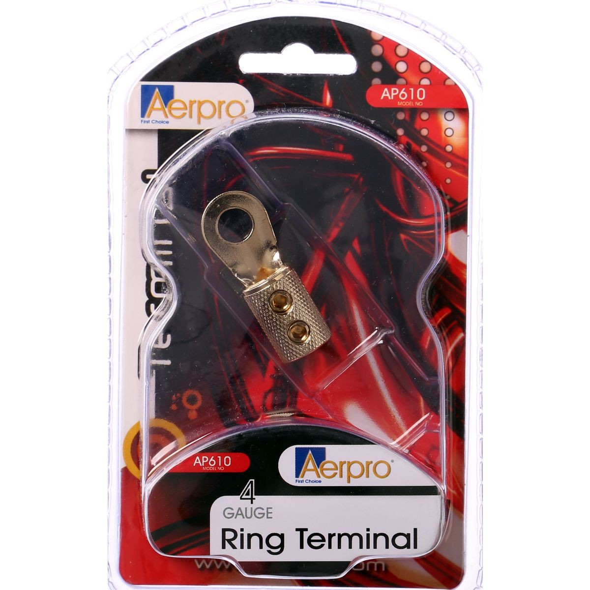 Aerpro Ring Terminal 4Ga Gold Plated 1pc - AP610 Car Wiring Adapter Auto Part