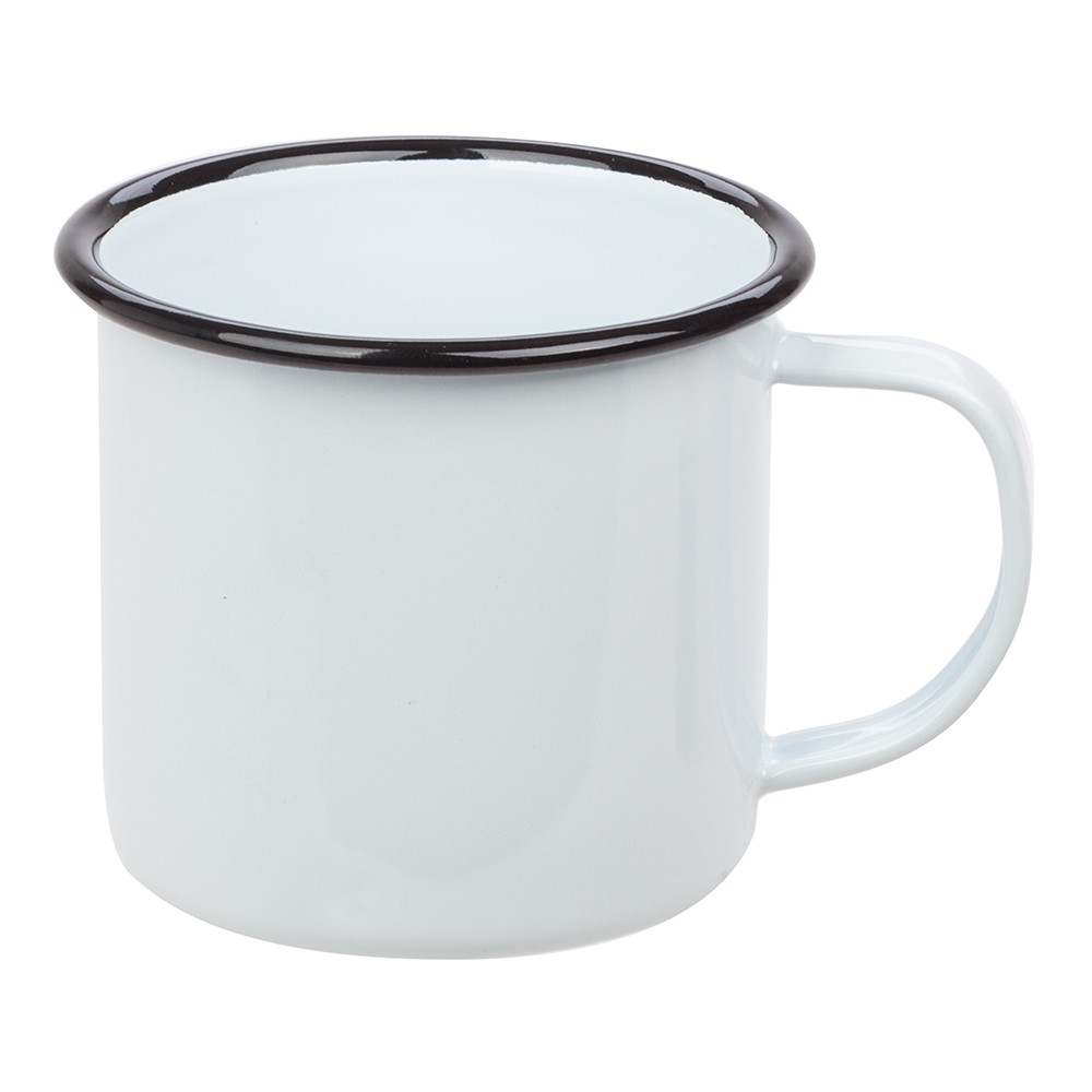 Falcon Enamel Mug White & Black 125ml 564643 Mugs Dinnerware Serveware