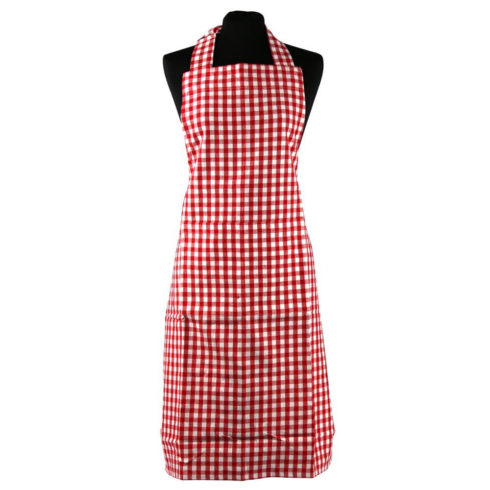Rans Gingham Apron Red 452939 Linen