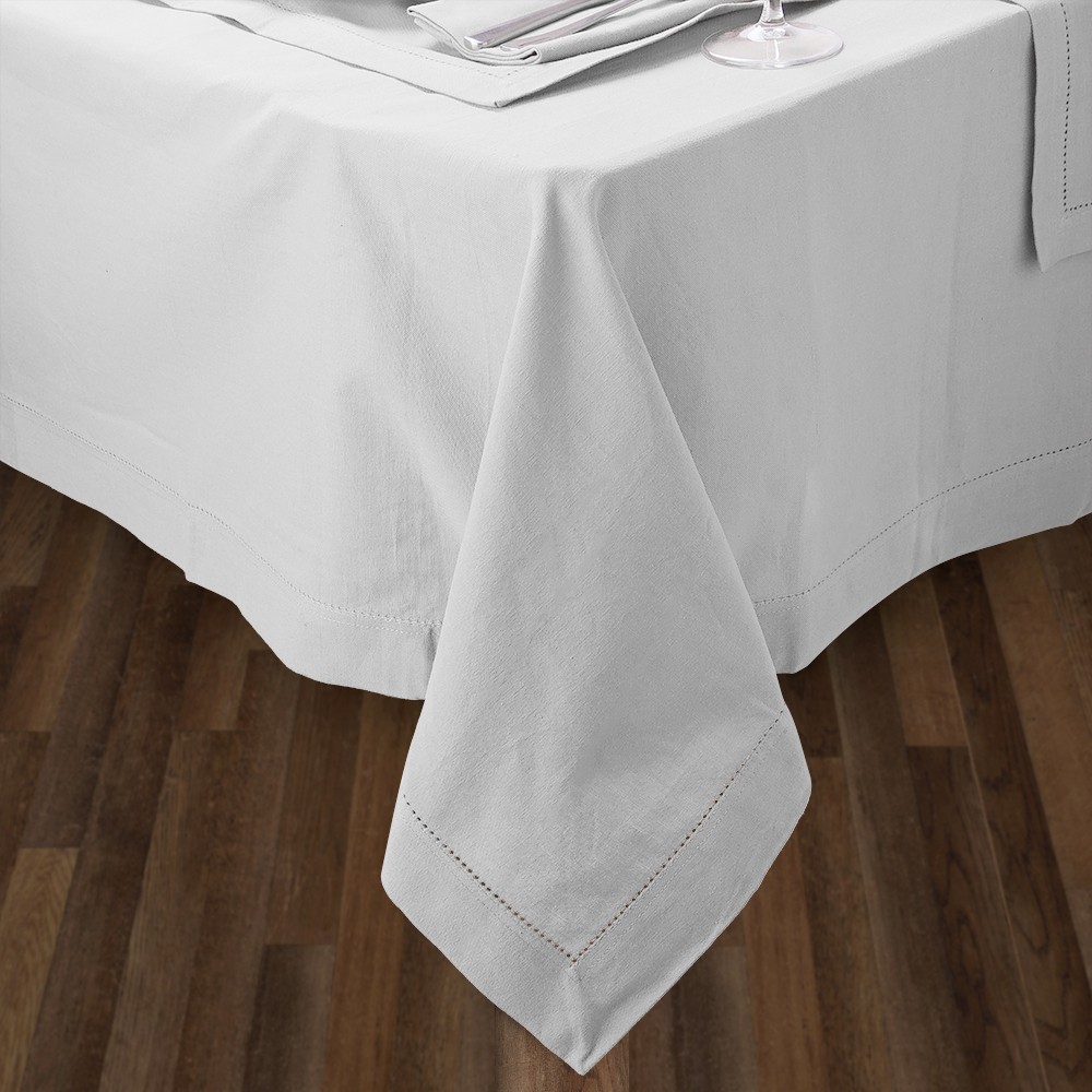 Rans Hemstitch Cotton Tablecloth White 150x230cm Christmas Tableware 633647