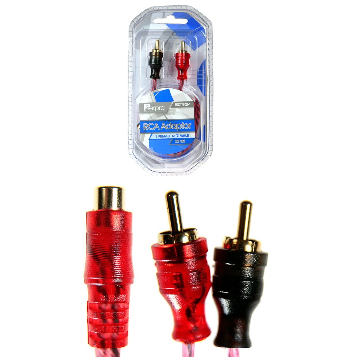 Aerpro RCA Splitter 1 Female To 2 Male - BSXYF2M Car Audio Auto Part