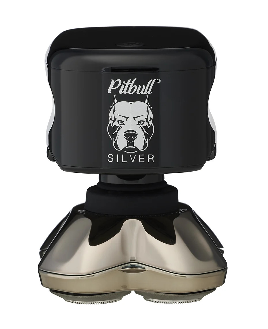 Skull Shaver Pitbull Silver Pro PBS-PRO Rotary 4 Blade Head & Face Shaver