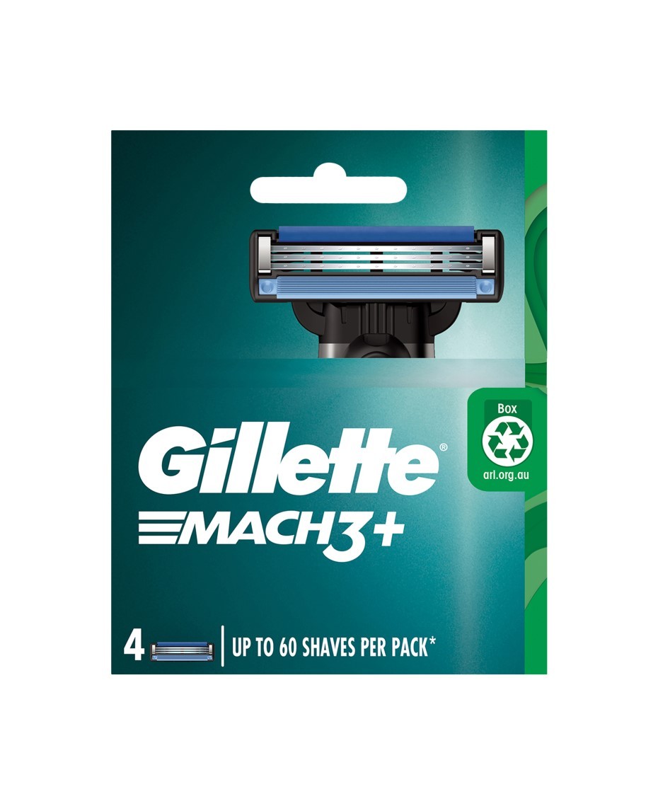 Gillette Mach3 Blades Refill 4 Pack Men&apos Razors MACH3PLUS4 3 Blades