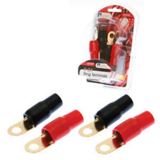 Aerpro 2 Gauge Ring Terminals 2 Red/2 Black - AP2GRT Car Wiring Adapter