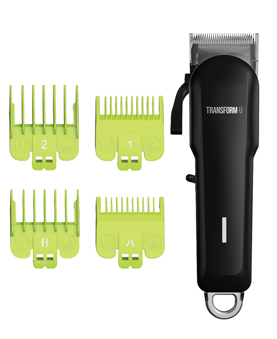 TRANSFORM-U HCHBR-008 Homebarber Rechargeable Hair Clipper Face Guards Men
