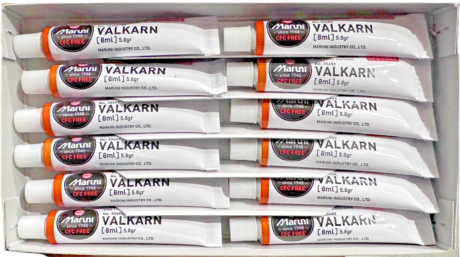 Maruni Vulcanizing Cement Tyre/Tire Repairs 12 x 8ml Tubes CFC free-Made Japan